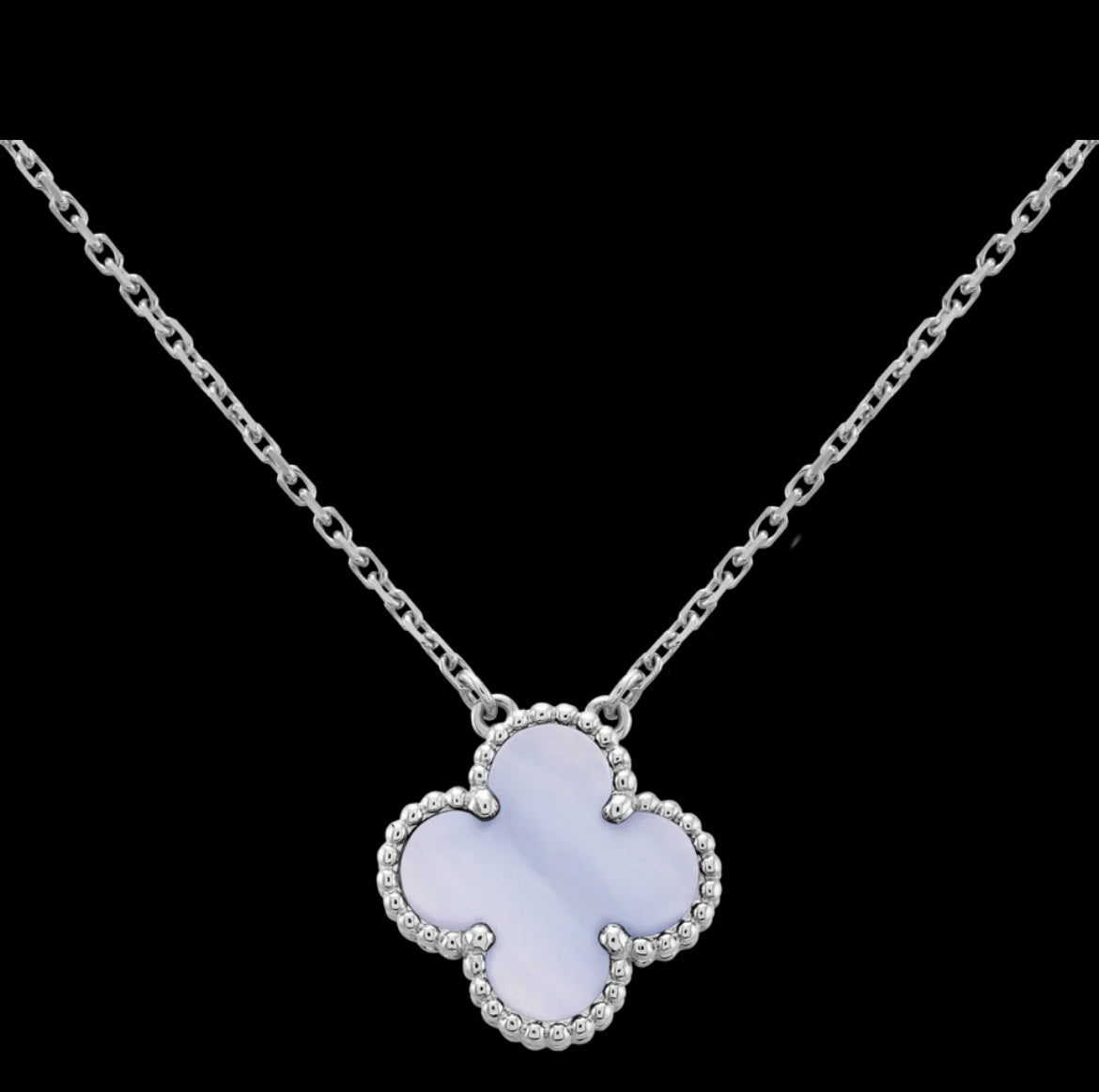 Clover Necklace (white & Silver)