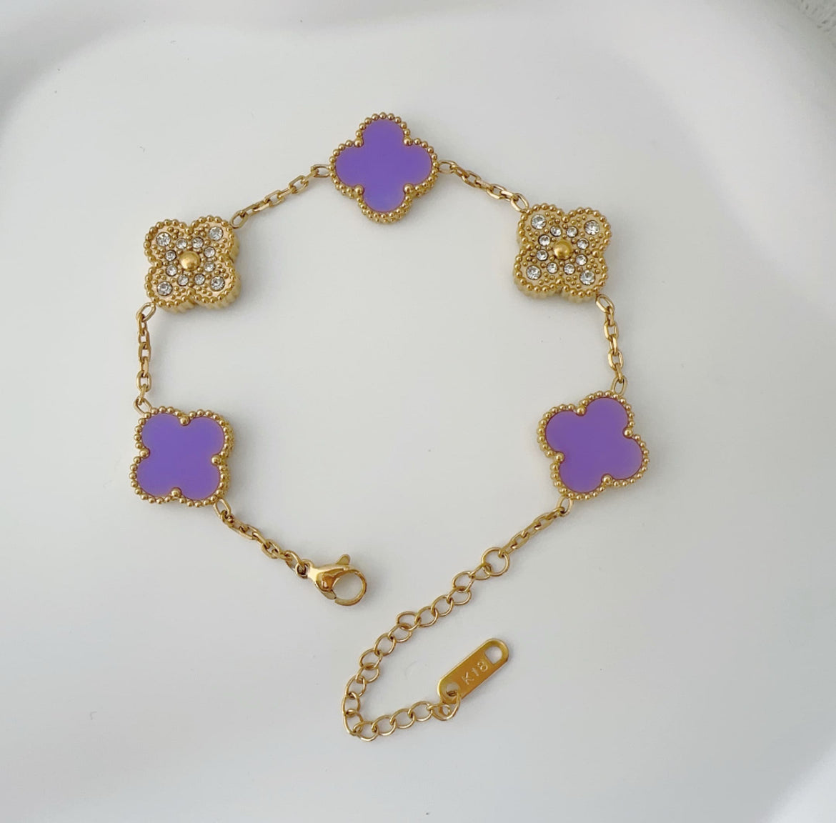 Clover Bracelet (Lavender & gold)