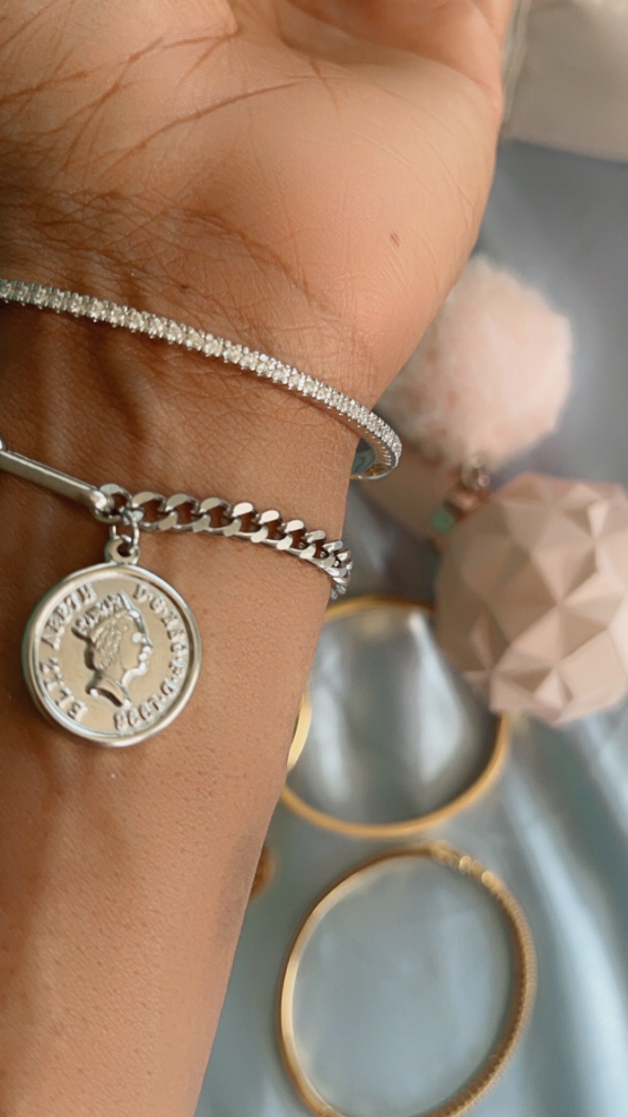 JewelME Toggle Clasp Coin Charm Bracelet