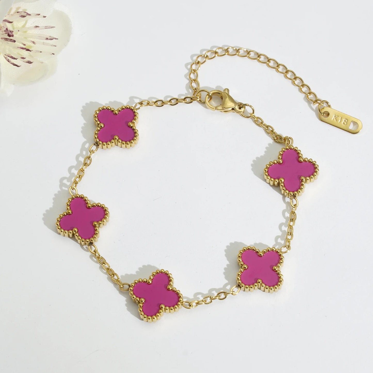 Clover bracelet (pink & gold)