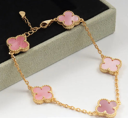 Clover bracelet (pink & gold)