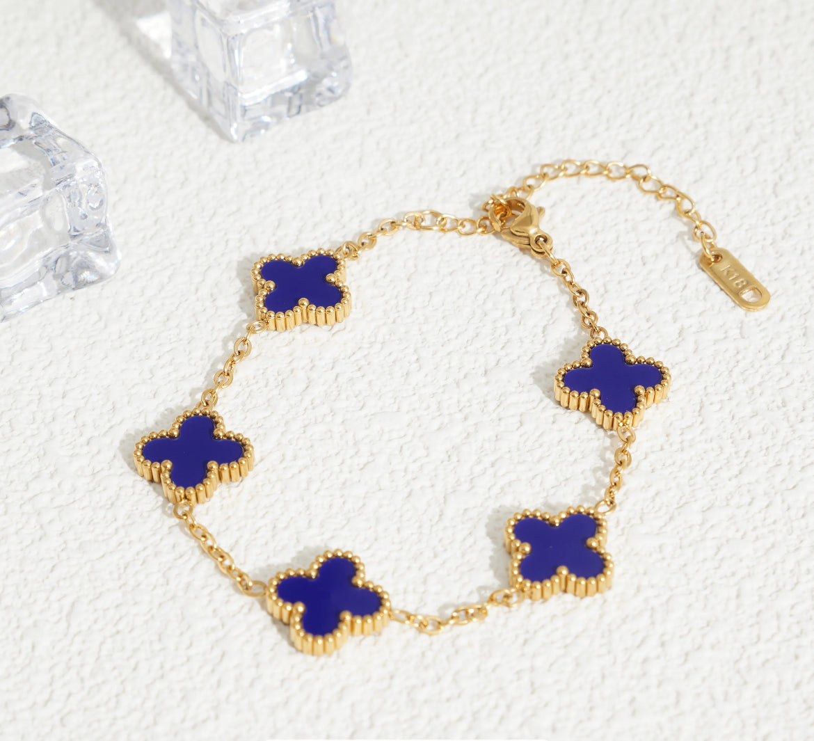 Clover bracelet (gold and sapphire blue)