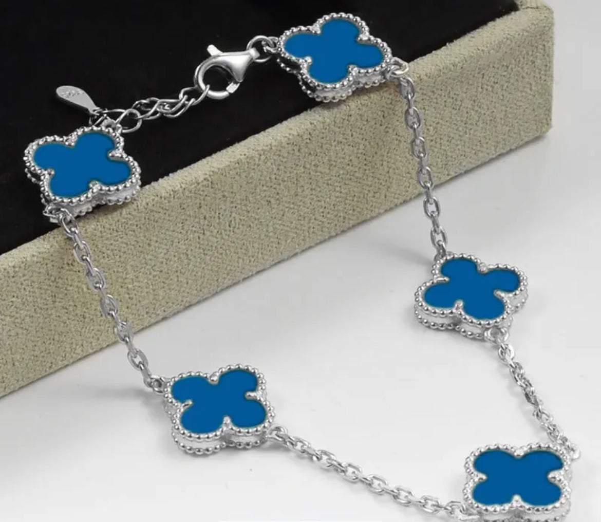 Clover bracelet (blue & silver)