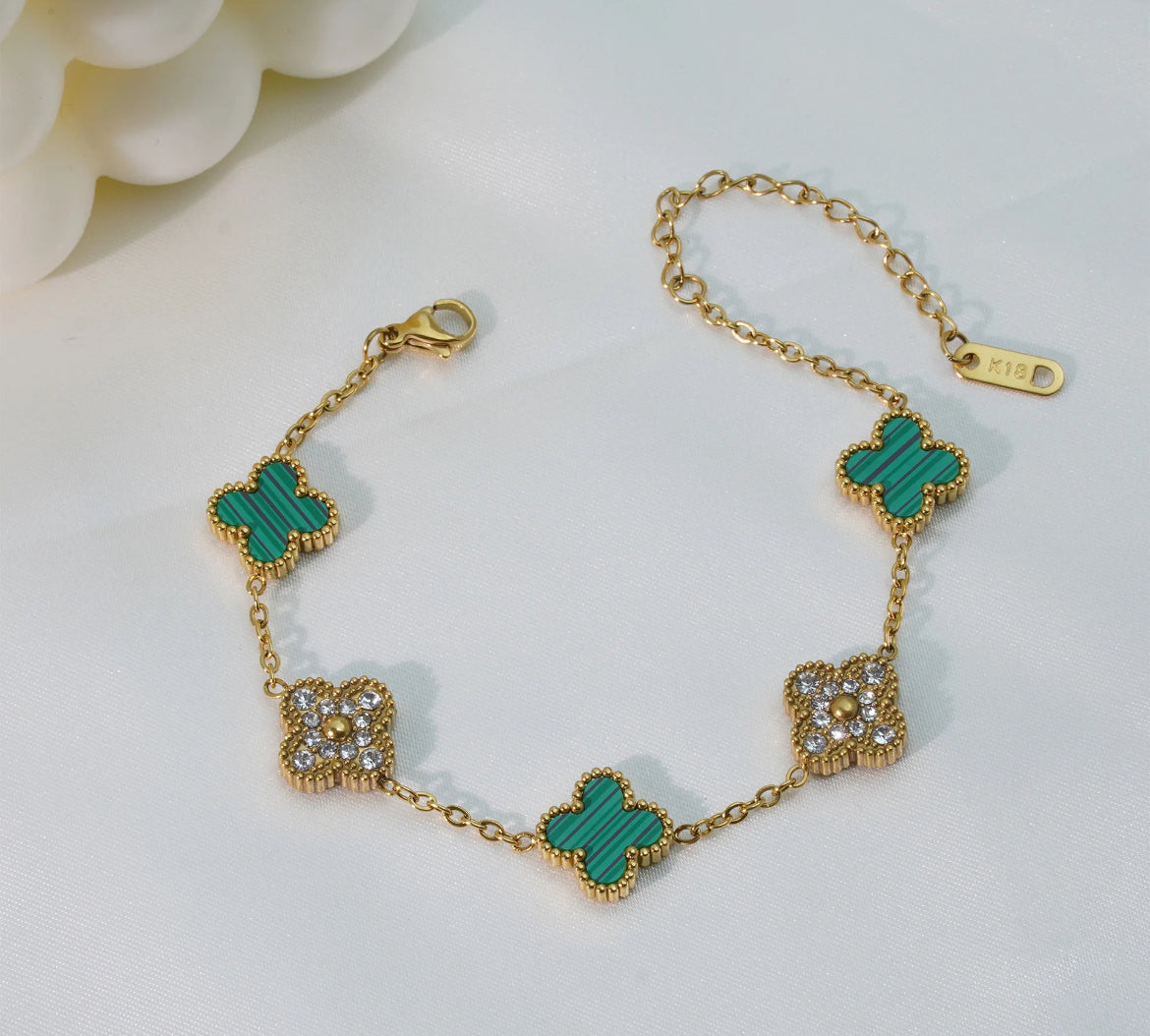 Clover Bracelet (green & gold diamond)