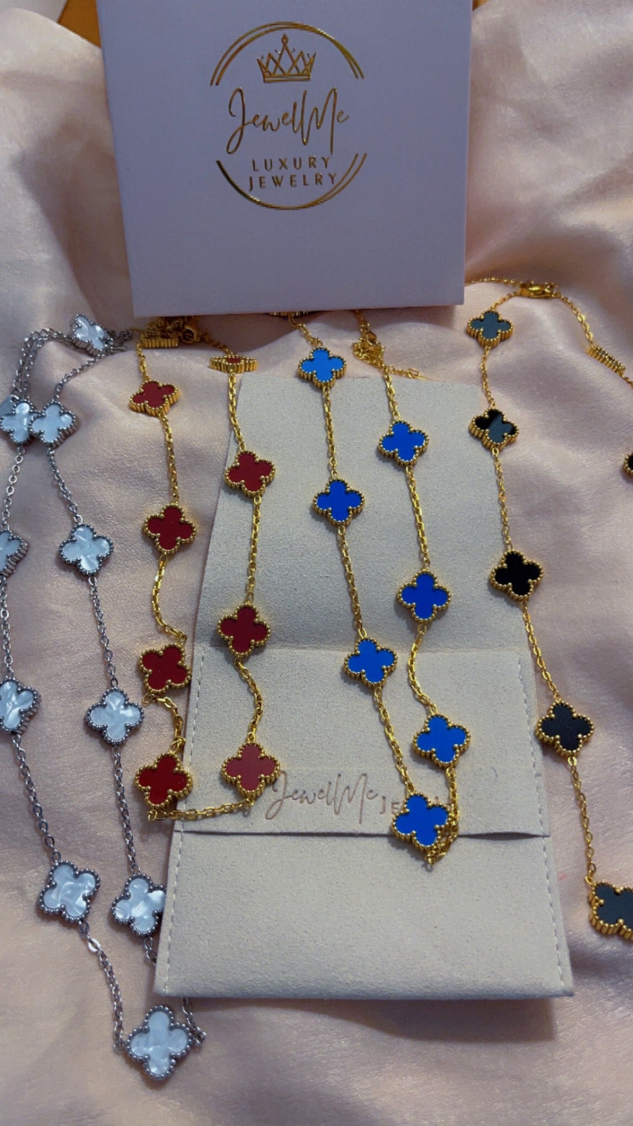 Clover Necklace ( blue & gold)