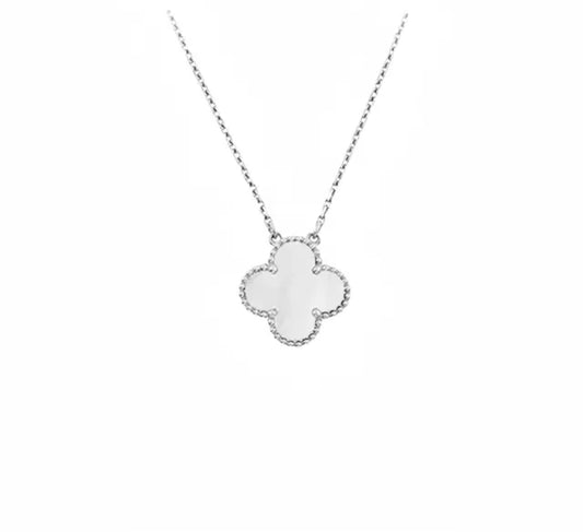 Clover Necklace (white & Silver)