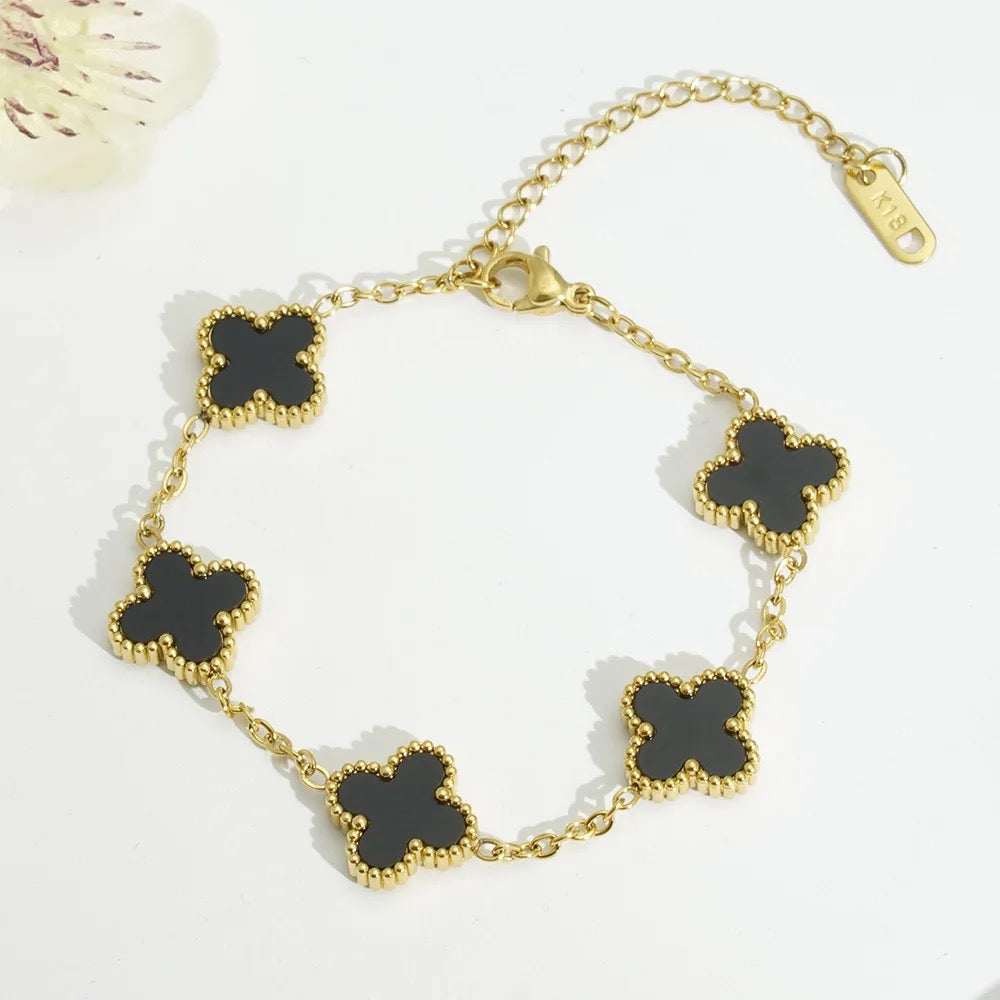 Clover Bracelet (black & gold)