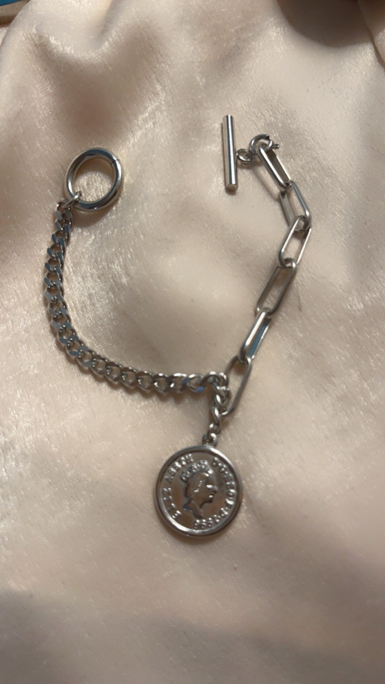 JewelME Toggle Clasp Coin Charm Bracelet